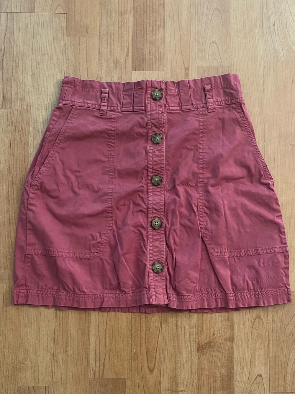 Abercrombie & Fitch Pink Button Down Paper Bag Mini Skirt (S)